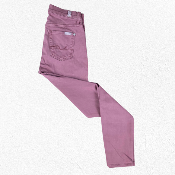 7 for all mankind Mauve Pink High Waisted Ankle Color Skinny 7FAM Jeans Size 26 - Picture 6 of 8
